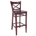 thumbnail image 1 of Cross Back Barstool Dark Mahogany with wood seat, 1 of 1