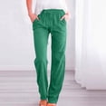 thumbnail image 2 of Timegard Womens Cotton Linen Pants Elastic Waisted Drawstring Straight Leg Solid Color Casual Pants, 2 of 6