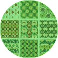 thumbnail image 1 of Ahgly Tapis Rond Lavable en Machine Intérieur Transitionnel Vert Émeraude, 7 Pieds Rond, 1 of 7