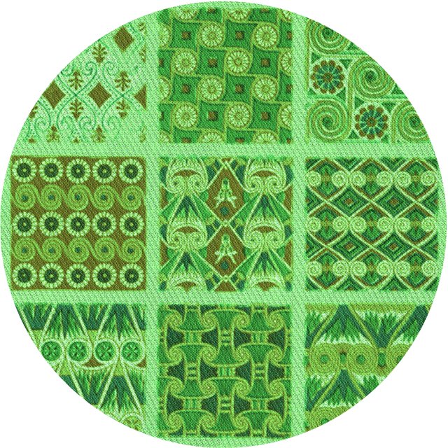 Ahgly Tapis Rond Lavable en Machine Intérieur Transitionnel Vert Émeraude, 7 Pieds Rond