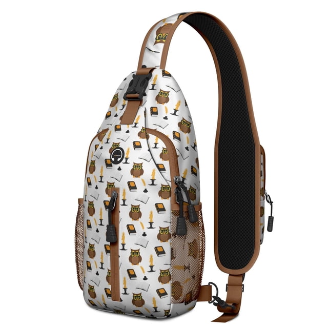 Big Eyes Owl Sling Backpack with Cartoon Snowy Owl Print, Lightweight Crossbody Daypack, Night Pattern Design, Anti-theft Travel Bag for Owl Lovers, Daily Commute, Gym, Outdoor Use