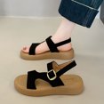 thumbnail image 1 of Wensltd Women's Summer Sandals Solid Color Round Toe Open Toe One-Line Buckle Soft Bottom Sandals, 1 of 7