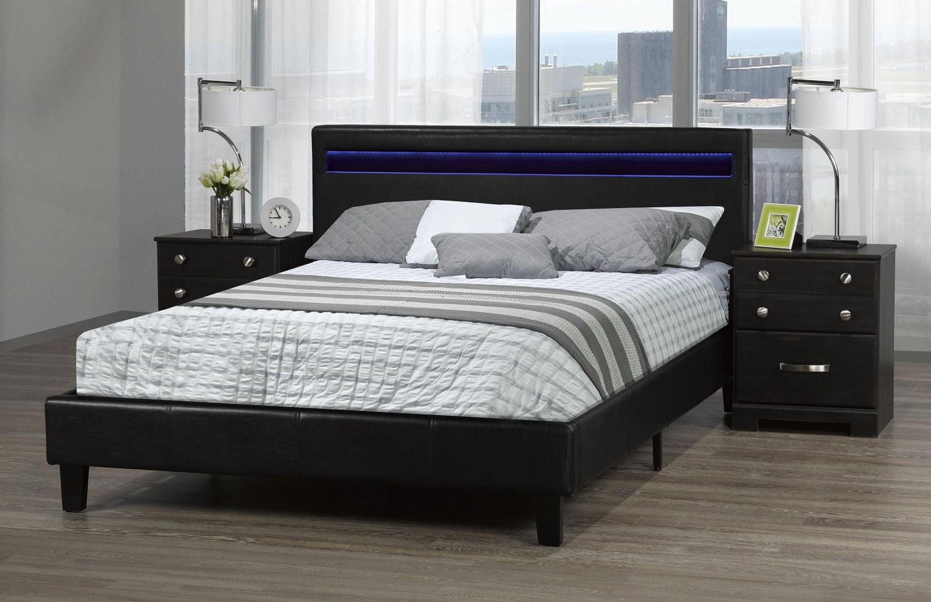 Lit plateforme double Dhara, noir