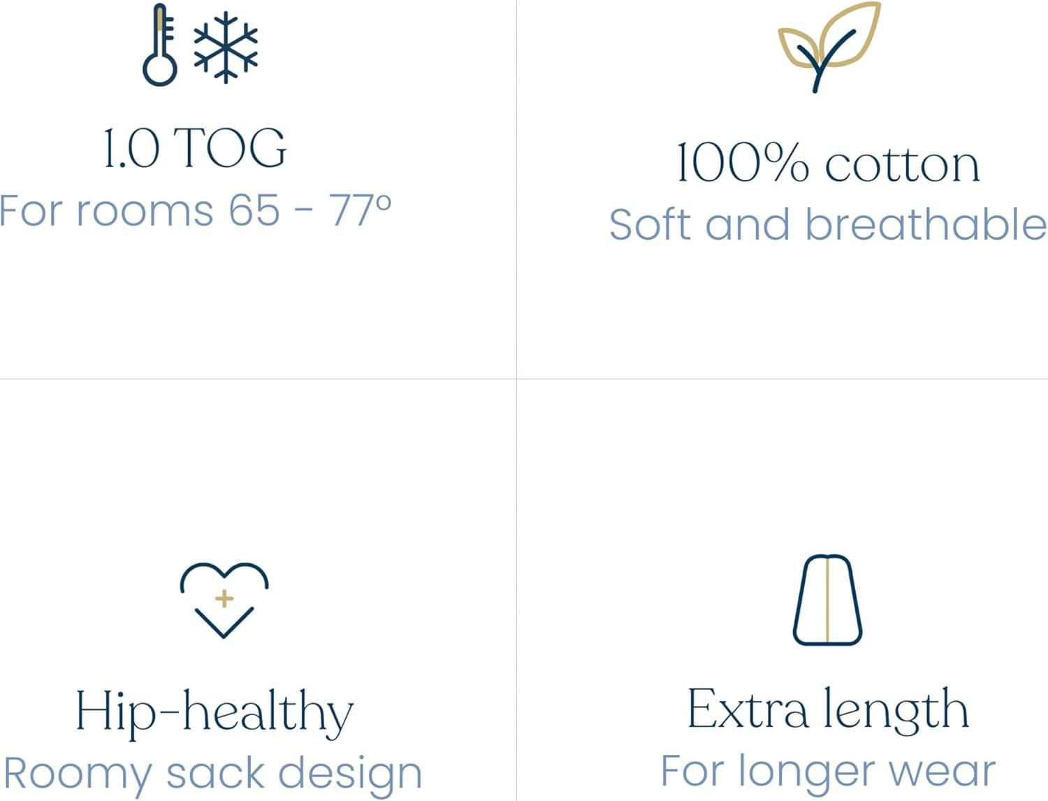 HALO® SleepSack®, 100% Cotton Wearable Blanket, Swaddle Transition Sleeping Bag, TOG 0.5