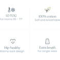thumbnail image 2 of Gigoteuse HALO® SleepSack® - 100% Coton, rayure bleu, 2 of 5
