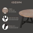 thumbnail image 4 of COZAYH Rustic Farmhouse Round Coffee Table with Geometric Base for Living Room, 4 of 12