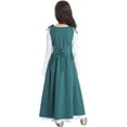 thumbnail image 2 of Xnihocha Robe Médiévale Renaissance Rétro pour Filles, Manches Longues Évasées, Lacets, Vert 6, 2 of 7