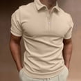thumbnail image 2 of Men Casual Solid Turndown Pullover Button Short Sleeve Blouse Tops, 2 of 6