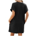 thumbnail image 4 of Timegard Robe T-Shirt Femme à Manches Courtes Col Ras du Cou Robe Basique de Couleur Unie Robe Décontractée Confortable avec Poches, 4 of 5