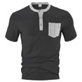 thumbnail image 2 of Mens Henley Shirts Short Sleeve Casual T-Shirts Colorblock Summer Button T Shirts Basic Tees with Pocket, 2 of 4