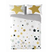 Gouchee Home Yael Queen 3-Piece Duvet Cover Set – Kids Star Bedding, Colorful Night Sky Print, Reversible Gray Cotton