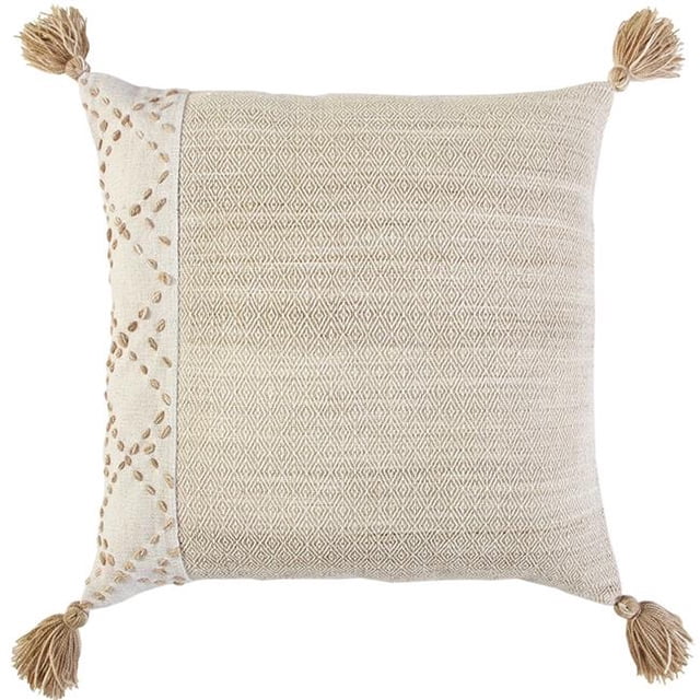 HomeRoots 403474 Ivory & Blush Accent Stitch Color Block Throw Pillow
