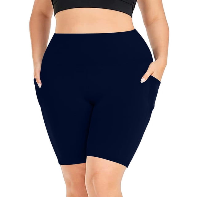 Wlynlyn Plus Size Biker Shorts for Women High Waisted Compression Yoga Tights Quick Dry Workout Shorts