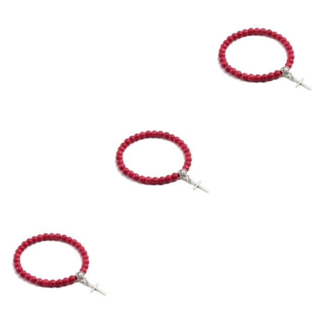 VONKY Unisexe Croix Pendentif Bracelets pour la Mode avant Individus Léger Cadeau Rouge 3Set