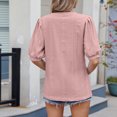 thumbnail image 3 of Annhoo Hauts d'Été pour Femmes 2025 Blouses à Col Rond à Œillets Manches Bouffantes Décontractées Tendance Unies pour Sortir, 3 of 8