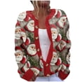 thumbnail image 2 of Jsaierl Chandail de Noël Laid pour Femmes Mignon Xmas Ouvert Cardigan Tricoté Automne Hiver, 2 of 3