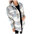 thumbnail image 2 of jsaierl Women's Button Down Flannel Shirts Plaid Shacket Long Sleeve Collared Jacket Coats with Chest Pockets, 2 of 8