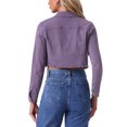 thumbnail image 3 of INSPIRE CHIC Veste en Jean pour Femme, Effilochée, Boutonnée, Lavée, Courte, en Denim, Violet, TG, 3 of 6
