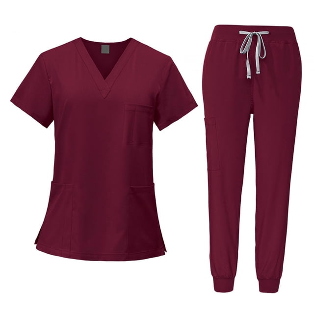 Female Scrub Set V Neckline Nurse Workwear for Beauty Center SPA Cosmetology S