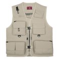 thumbnail image 2 of Fishing Photography Vest Summer Multi Pockets Mesh Jackets Quick Dry Khaki-M, 2 of 7