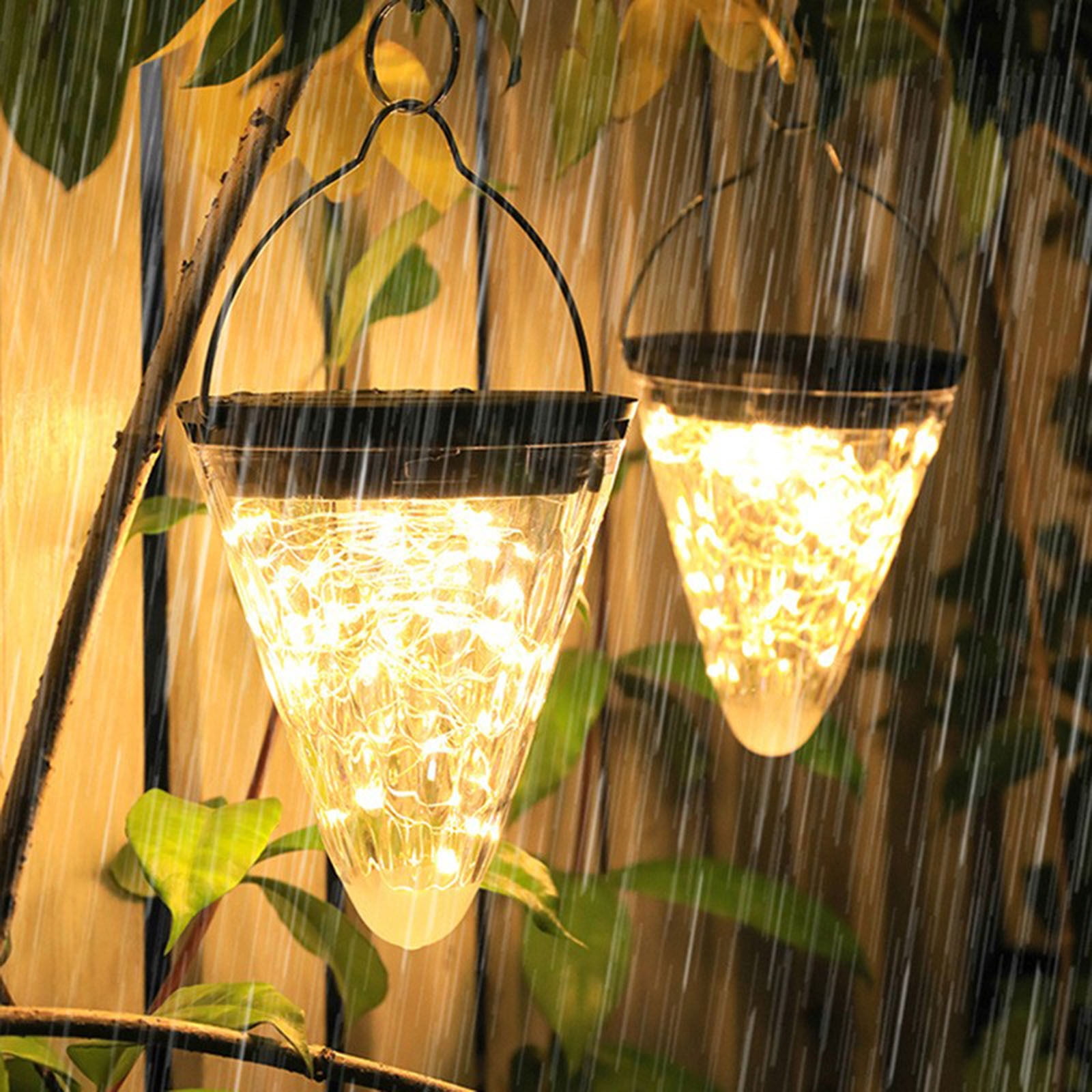 COFEST Hanging Lights Outdoor Star Light Conical Hanging Lights for Yard Tree Fence Patio Garden Decor White
