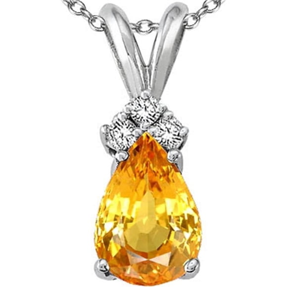 925 Sterling Silver Yellow Colour Yellow Sapphire Gemstone Pendant Necklace Woman Gift For Her