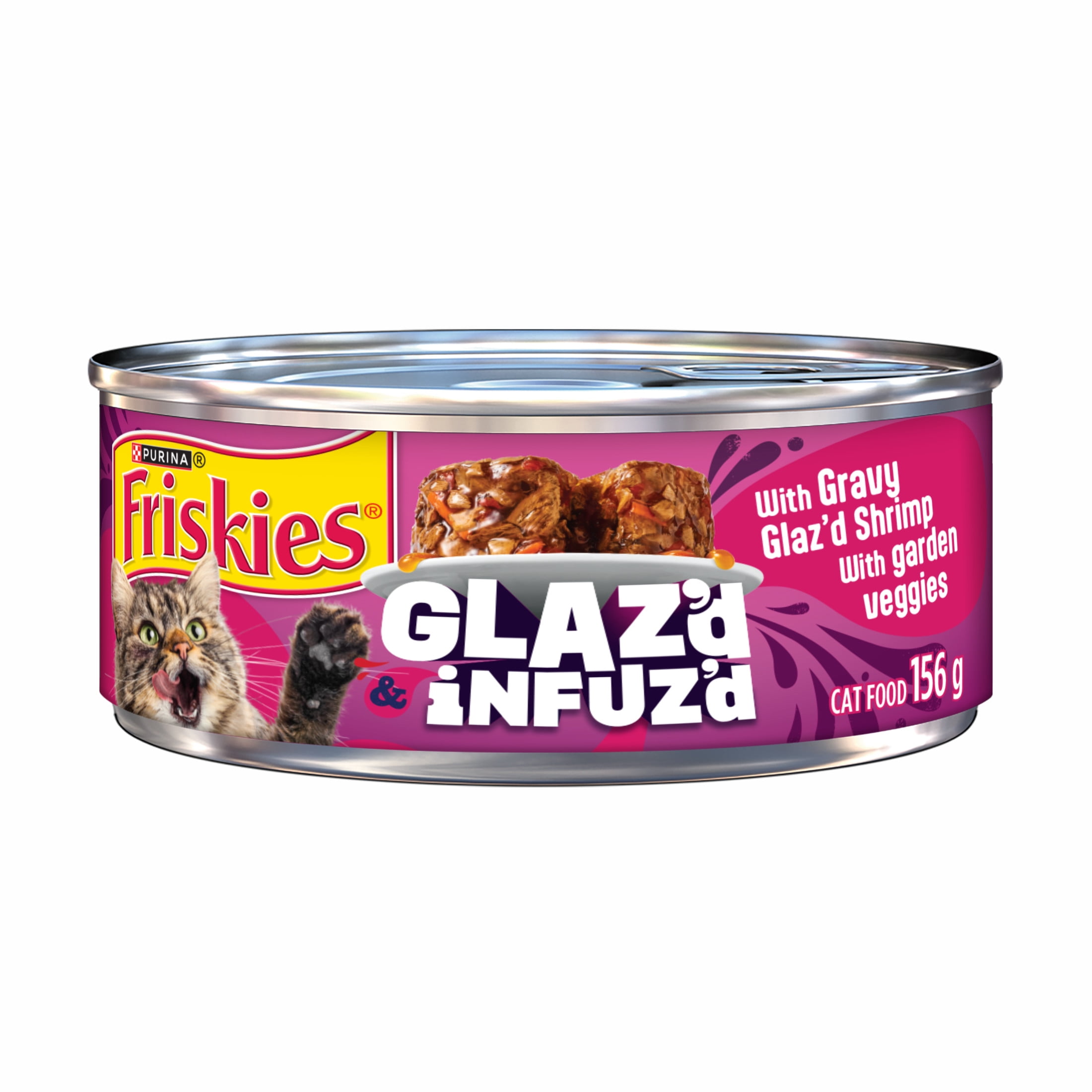 Friskies Glaz'd & Infuz'd with Gravy Glazed Shrimp, Wet Cat Food, 156 g