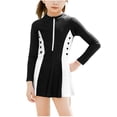 thumbnail image 1 of Maillot de Bain pour Enfants, Maillot une Pièce à Manches Longues pour Filles, Combinaison d'Entraînement pour Enfants, Robe de Bain Modeste pour Piscine, Plage, Cours de Natation, 1 of 6