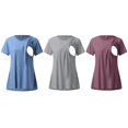 thumbnail image 3 of Womens Maternity Short Sleeve Side Button Crew Neck Solid Color Nursing Tops T Shirt For Breastfeeding 3 Pack, 3 of 4