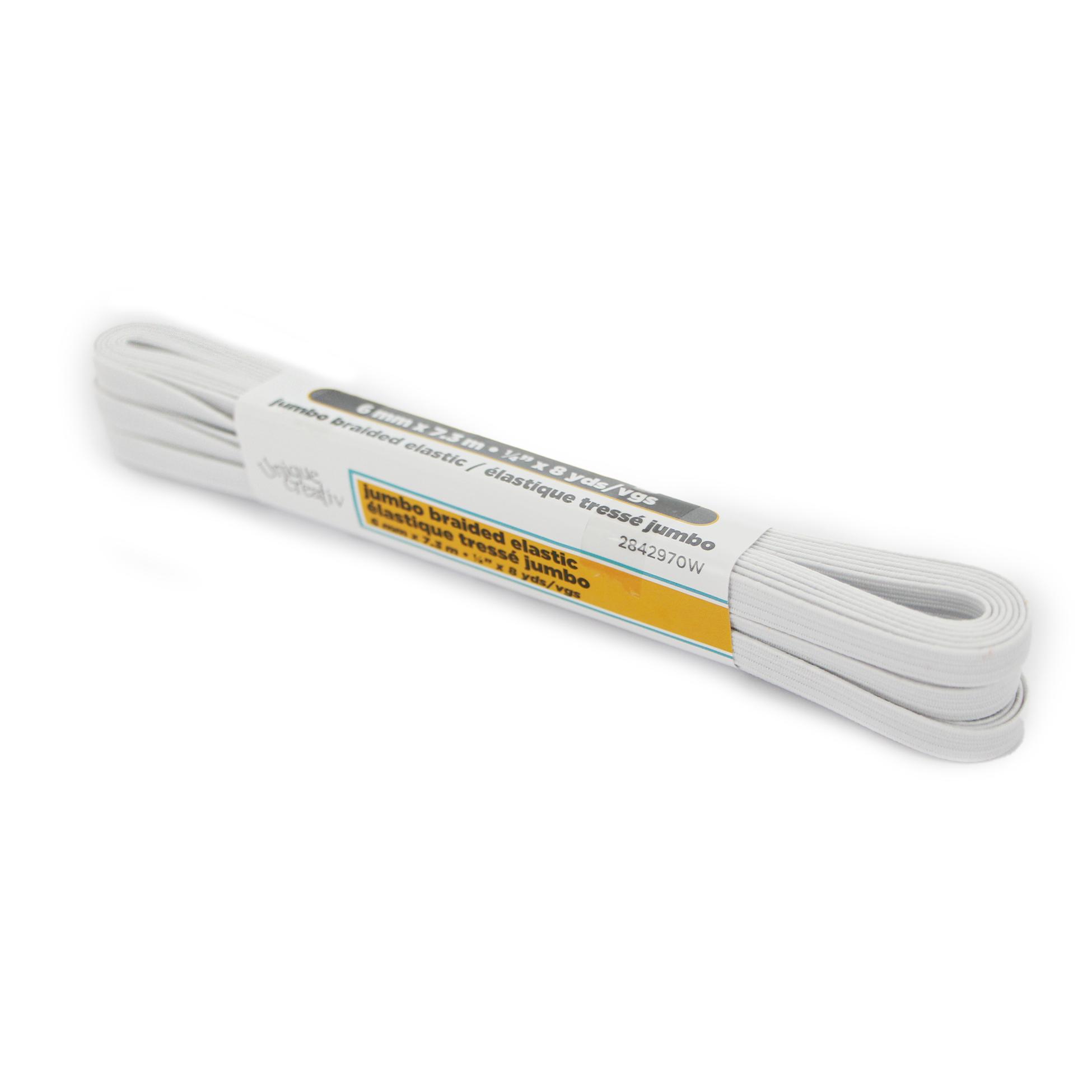 UNIQUE CREATIV blanc Jumbo Braided Elastic, 13 mm (0.51 in), 1 m (1.09 yd)