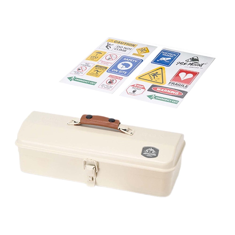 HLONK Metal Tool Box With Sticker Small Toolbox Portable Handheld Metal Storage Box  Hip Roof Metal Tool Box for Outdoor