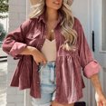thumbnail image 2 of LIaqionyy Womens Corduroy Jacket Shackets Long Sleeve Button down Shirts Oversized Casual Blouses Tops, 2 of 7