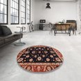 thumbnail image 3 of Ahgly Company Indoor Round Abstract Rust Pink Oriental Area Rugs, 3' Round, 3 of 6