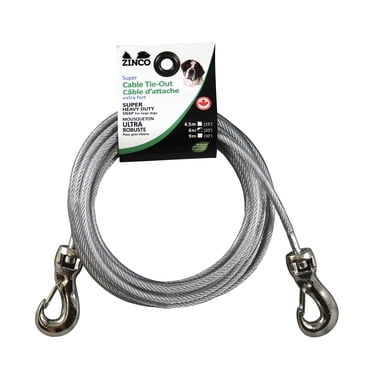 Zinco - 20' Extra-strong cable tie-out for large dogs, Clear