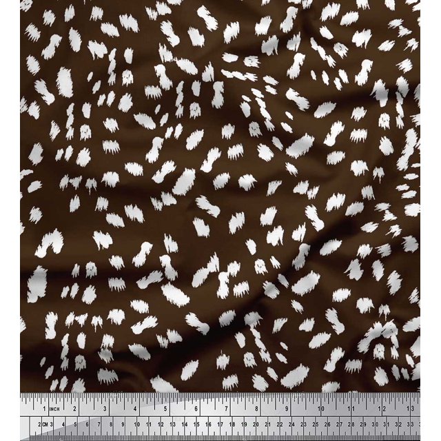 Soimoi Brown Poly Georgette Fabric Cow Animal Skin Print Fabric by the Yard 52 Inch Wide
