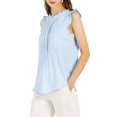 thumbnail image 4 of INSPIRE CHIC Women's Sleeveless Blouse Ruffled Pleated Wear-to-Work Chic Blouse XS Blue, 4 of 8