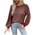 thumbnail image 1 of Timegard Womens T Shirts Long Sleeve Round Neck Basic Tops Casual Comfy Solid Color Blouses, 1 of 6