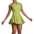 thumbnail image 2 of Miqool Robe de Golf et de Tennis pour Femme, Entraînement Athlétique, Robe d'Été, Col en V, Robe Portefeuille, Ligne A, Sans Manches, Robes Fluides, 2 of 6