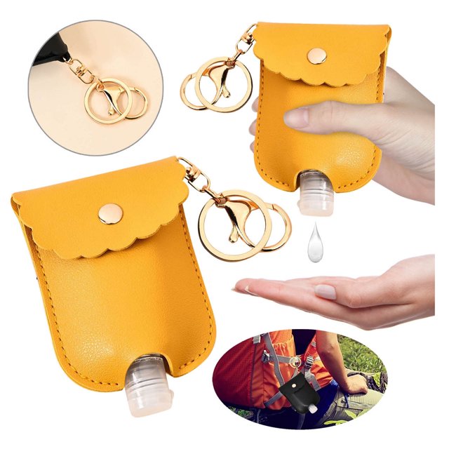 Cqxid Glass&Bottle Under $5 Hand Sanitizer Holder Keychain Bottle Container With Cover For Outdoor Storage