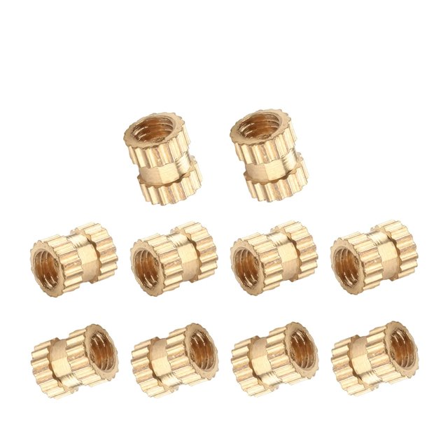 Wekity M2.5x3.8mm Female Thread Knurled Nuts,200PCS Hx5mm OD Brass Threaded Insert Embedment Nuts Hydraulic Welded Joint Injection Molding Assortment Kit for 3D Printing Injection Molding-0621