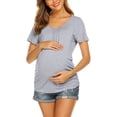 thumbnail image 3 of DPTALR Grossesse Enceinte Allaitement T-Shirts à Manches Courtes Couleur Unie Col Rond Blouse d'Allaitement, 3 of 4
