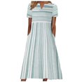 thumbnail image 1 of EQWLJWE Longue Robe pour Femmes Mode Féminine Décontractée à Manches Courtes Col en V à Rayures Imprimé avec Poche Robe Maxi, 1 of 8