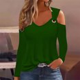 thumbnail image 2 of Yuyuzo Womens Tunic Tops Cold Shoulder Long Sleeve Shirts Loose Solid Color Lightweight Tee Tops, 2 of 5