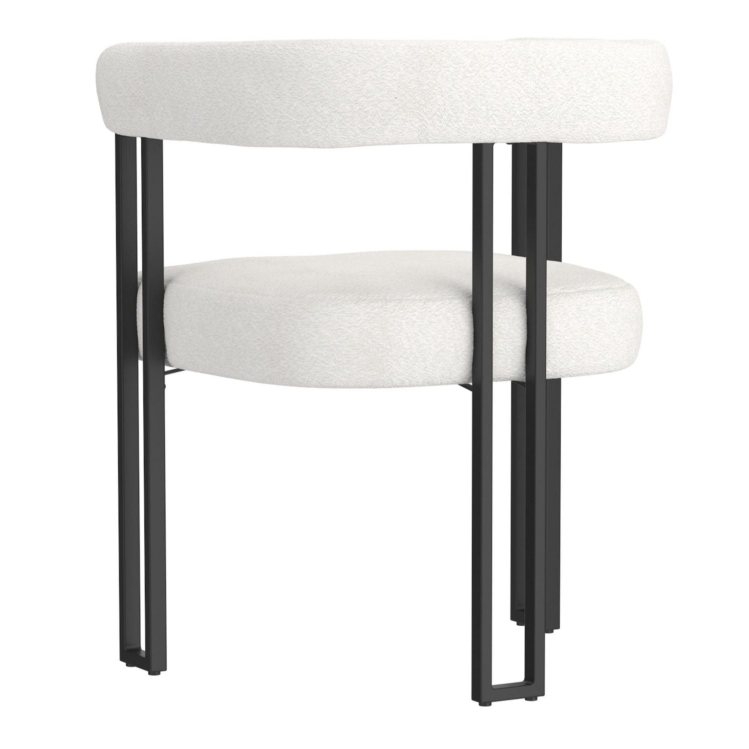 Contemporary Boucle Fabric Dining Chair, Set of 2 - Ivory & Black