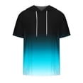 thumbnail image 3 of Besolor Mens Casual Hooded Tops Gradient Drawstring Short Sleeve Shirts Sports ness Pullover Summer Blouse, 3 of 4