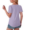 thumbnail image 4 of Timegard Hauts à Oeillets pour Femmes Col Rond Froncé Manches Courtes Ample Été Plage Décontracté Confortable Haut T-Shirt, 4 of 7
