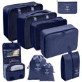thumbnail image 1 of YOPTOP 9-Piece Set of Large Capacity Travel Pack Cubes  Lightweight Travel Luggage Organizers - Portable Clothes Storage Bags - Easygoing Casual Travel Bags - Made of Polyester,Navy blue 9 pieces, 1 of 7