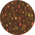 thumbnail image 1 of Ahgly Company Tapis Rond Lavable en Machine Intérieur Transitionnel Acajou Brun, 4 Pieds Rond, 1 of 7