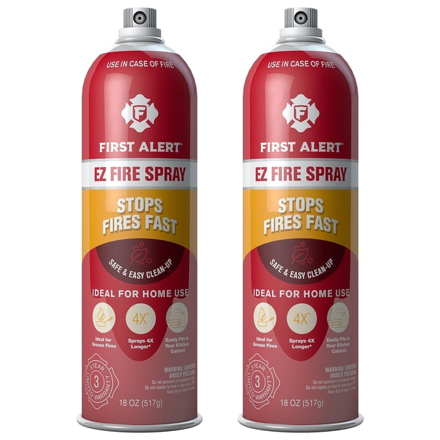 First Alert Vaporisateur EZ Fire, Vaporisateur Aérosol d'Extinction, Lot de 2, AF400-2, Rouge