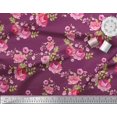 thumbnail image 3 of Soimoi Tissu Satin Modal Feuilles, Rose et Pivoine Tissu Imprimé Floral 1 Yard 42 Pouces de Large, 3 of 3